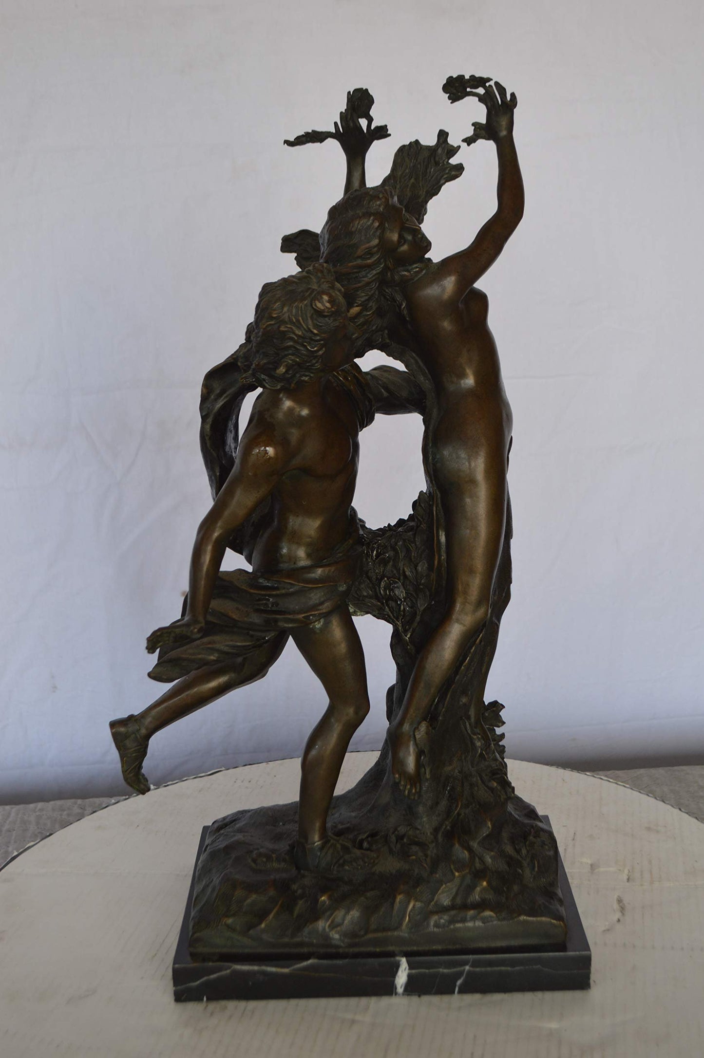 Young Lovers Bronze Statue Art Nude -  Size: 13"L x 10"W x 22"H.