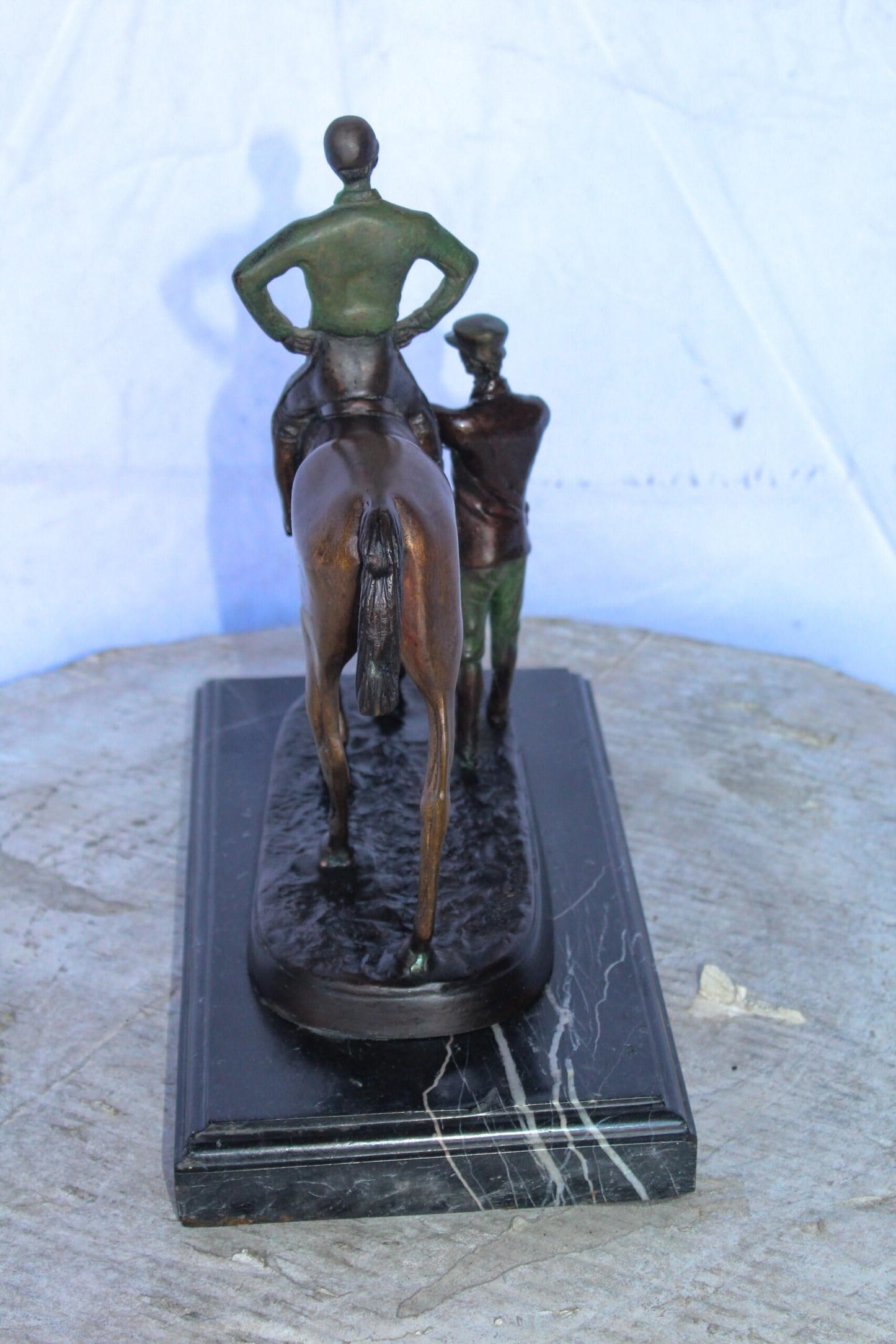 Horse and Jockey Bronze Statue, A J. Willis Good Replica 14" x 6" x 13"H