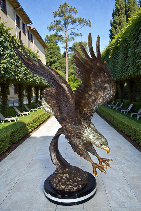 Eagle In Action Diving for His Prey Bronze Statue Size: 21" x 13" x 32"H