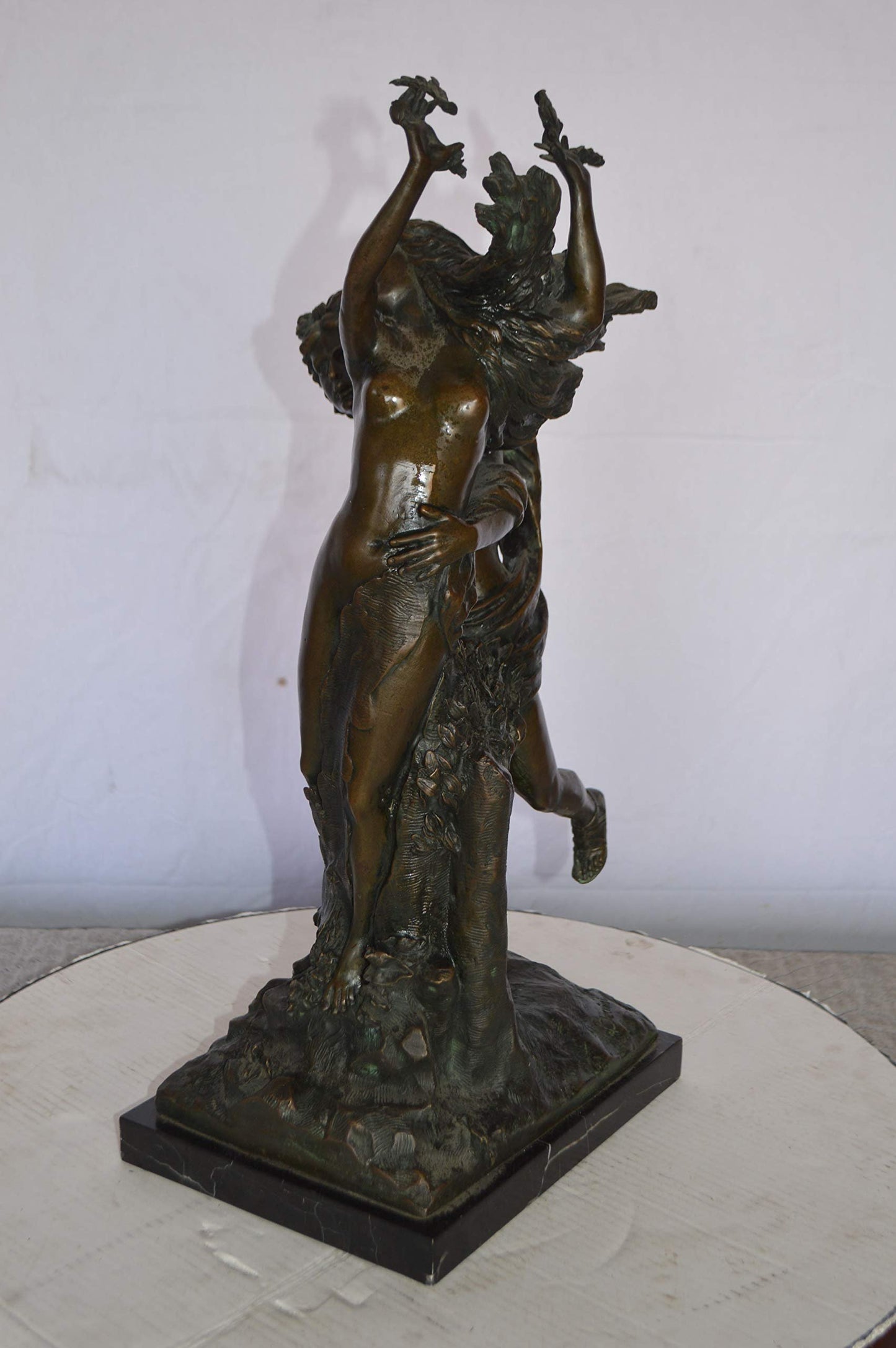 Young Lovers Bronze Statue Art Nude -  Size: 13"L x 10"W x 22"H.