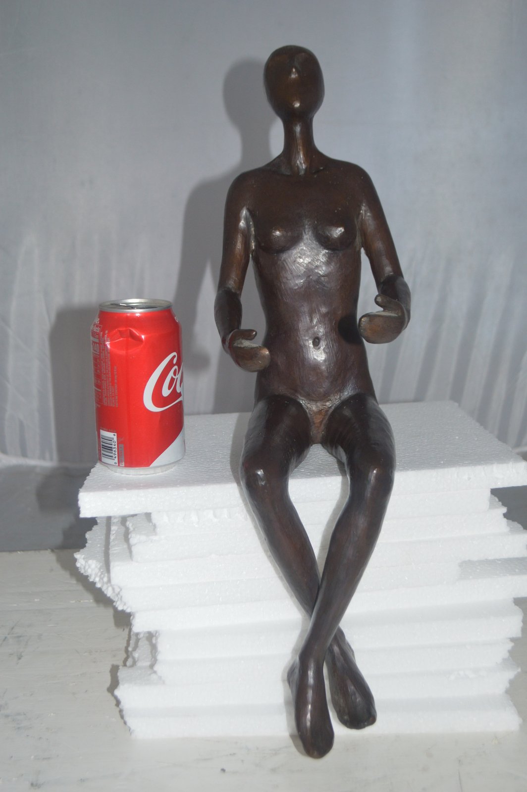 Abstract of Art Nude Girl sitting Bronze Statue -  Size: 9"L x 6"W x 21"H.
