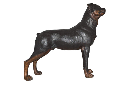 Rottweiler Dog Bronze Statue -  Size: 44"L x 10"W x 36"H.