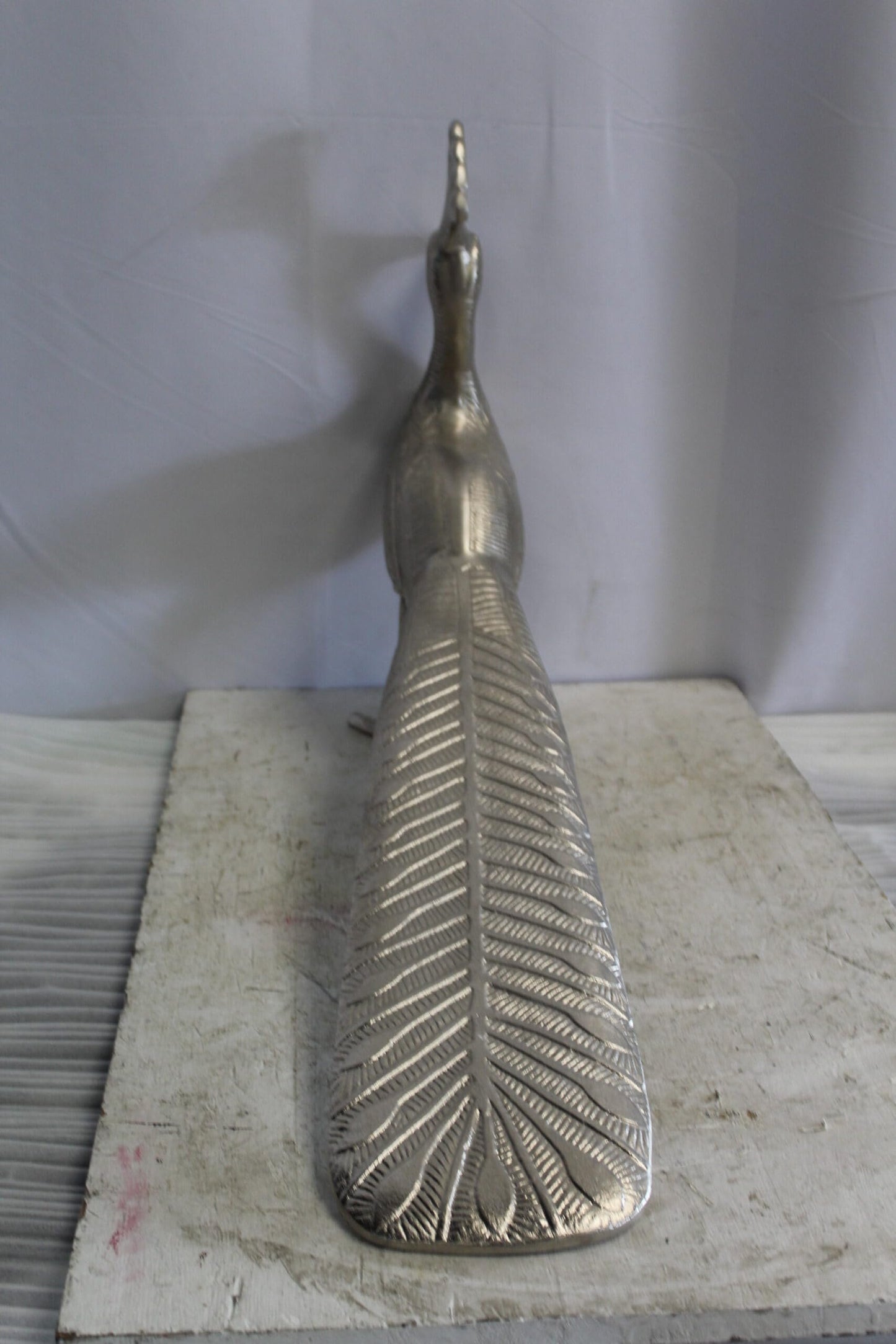 Elegant Aluminum Peacock Statue, Graceful Home Decor 33" x 7" x 20"H