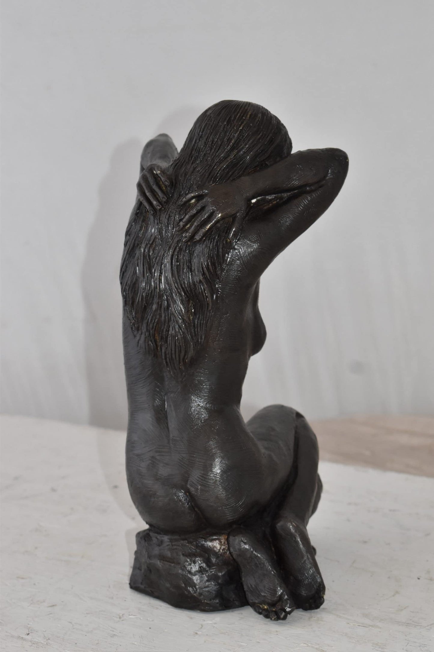 Lady Sitting Art Nude Posing Naked for Artist - Bronze Statue 7" x 8" x 13"H