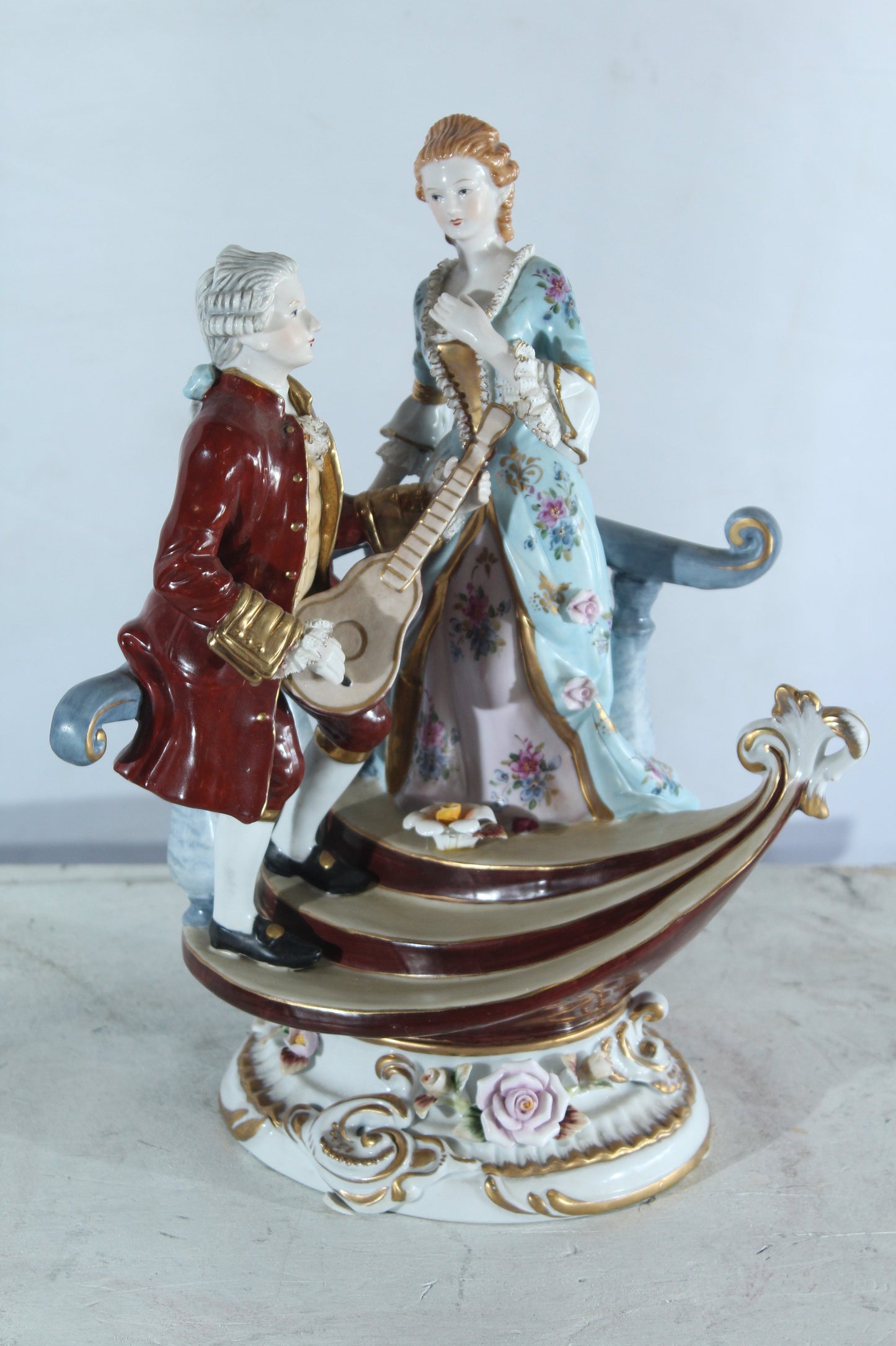 NIFAO Porcelain Courting Couple Figurine 11" x 10" x 16"H