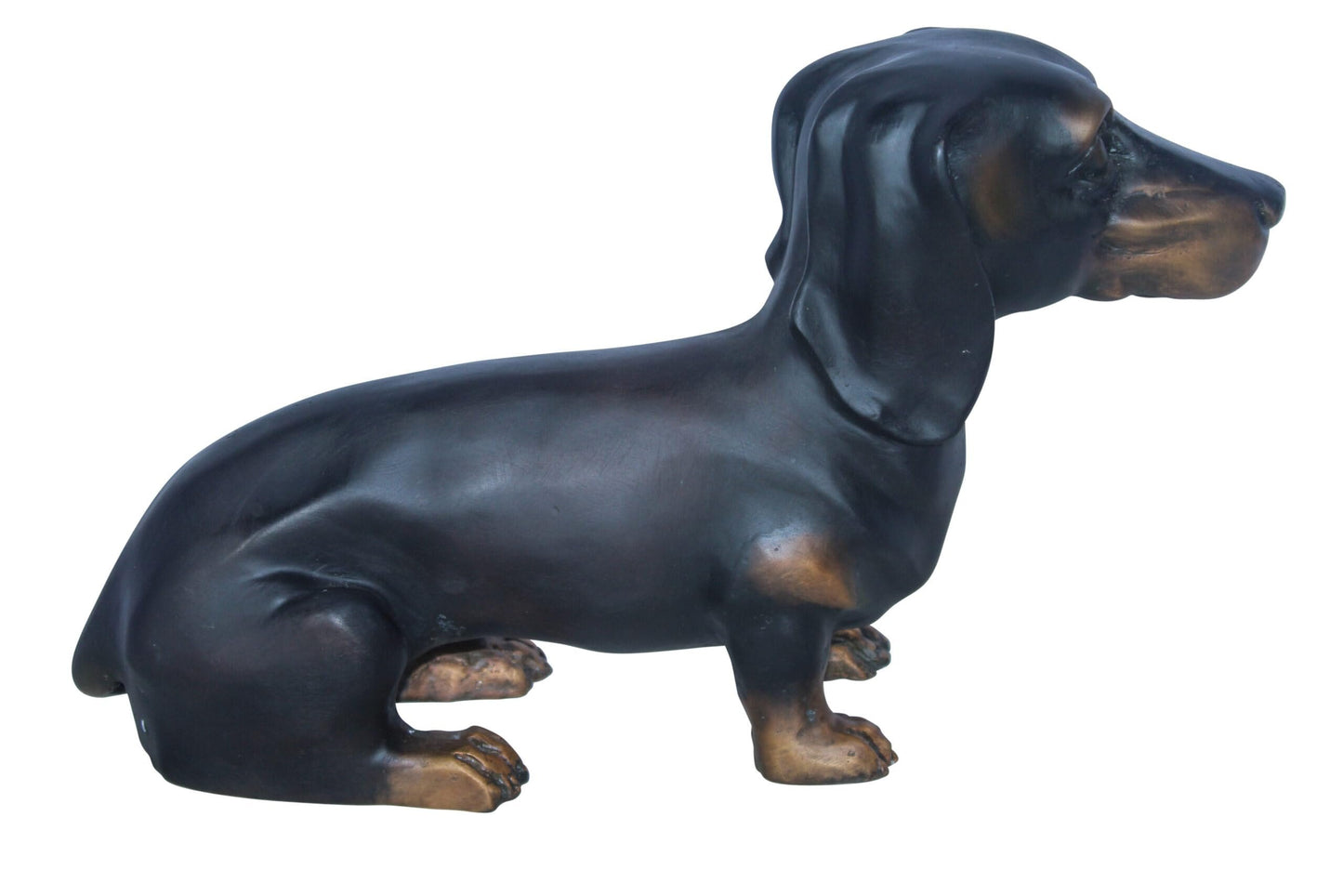 Adorable Dachshund Dog Sitting Bronze Statue 17" x 5" x 10"H