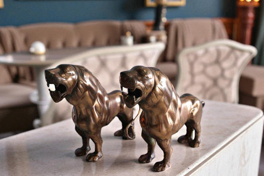 Aluminum Pair of Lions with Bronze Finish 19" x 12" x 14"H