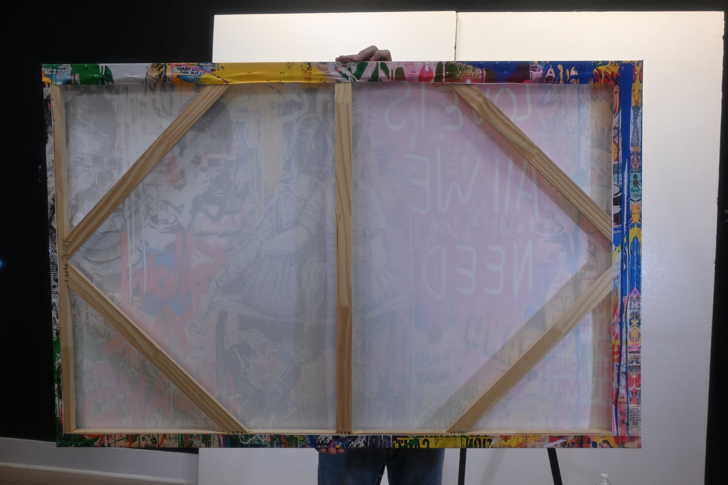 Love Is All We Need Street Art Style Resin Canvas 54"x35"