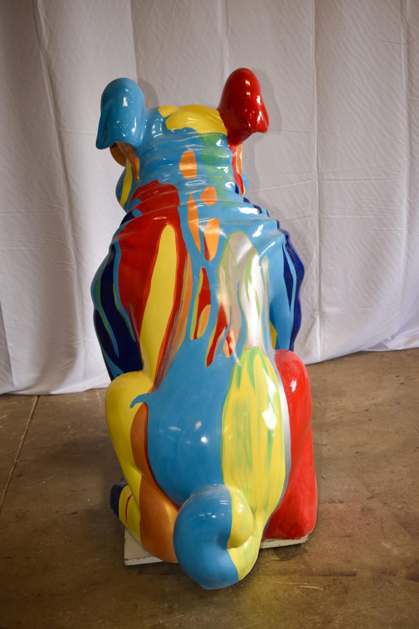 Giant Graffiti Looking British Bulldog with Glasses Resin Statue 29"x 50" x 50"H