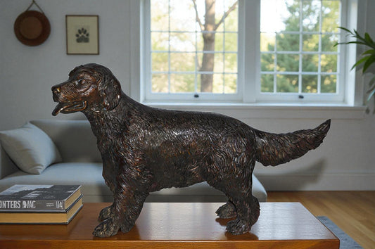 Golden Retriever dog bronze statue - Size: 26"L x 7"W x 16"H.