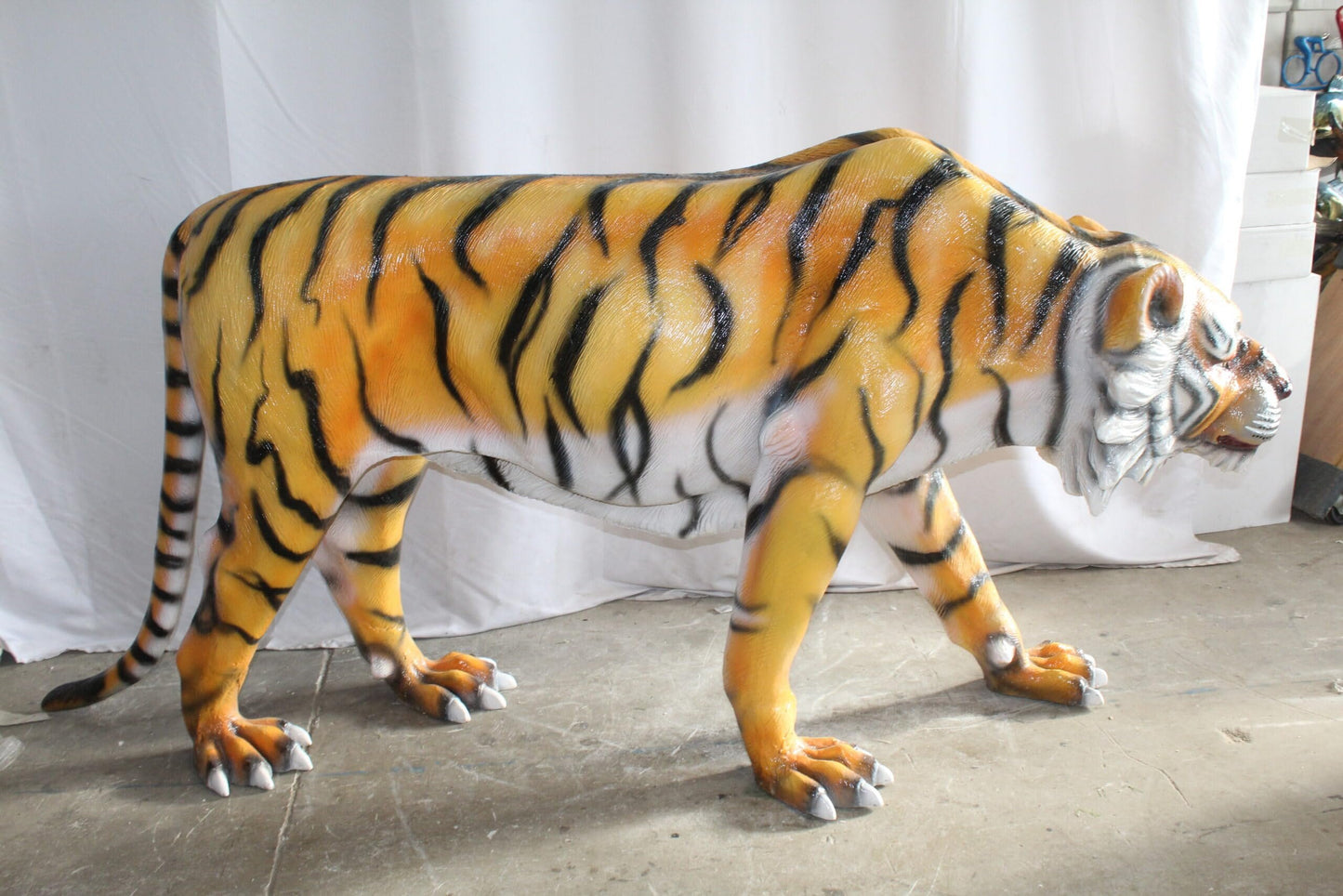 Life Size Fiberglass Tiger Statue, Captivating Majesty 92" x 20" x 40"H