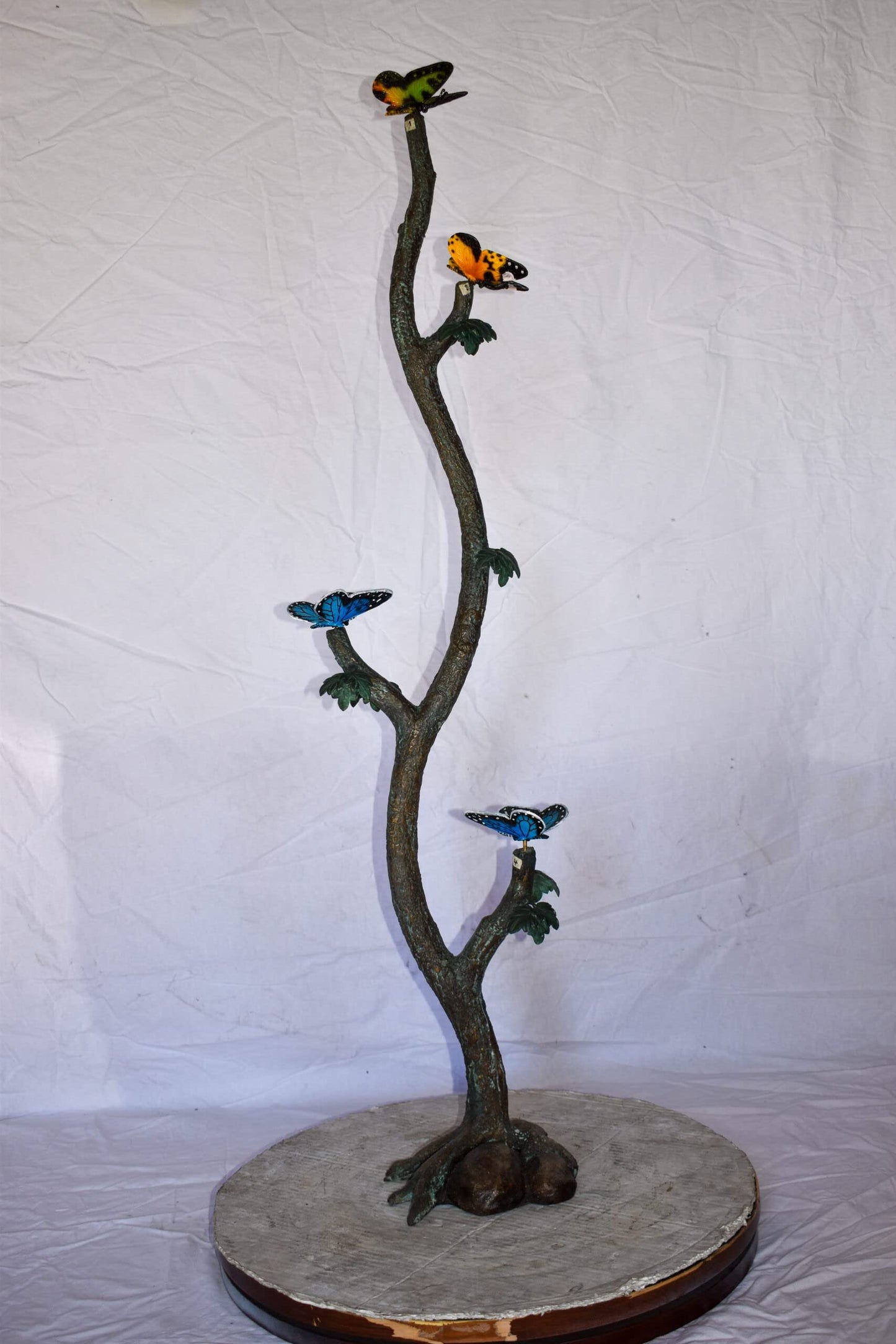 Four Butterflies on A Tree Branch Bronze Statue Size: 7" x 9" x 50"H