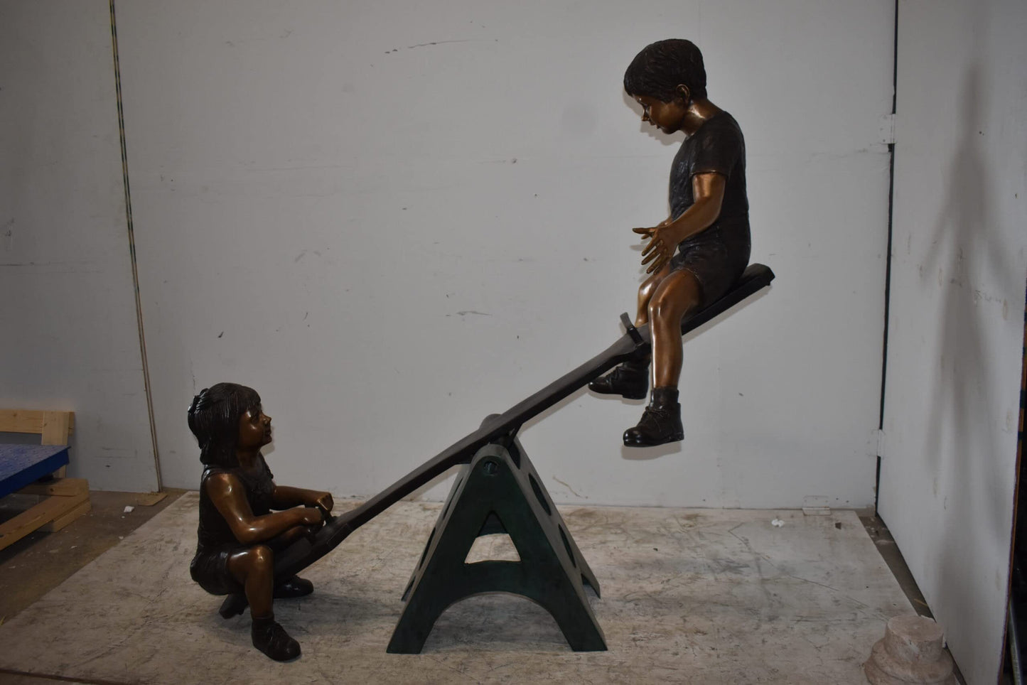 Playful Children on a See-Saw Bronze Statue Size: 76" x 27" x 59"H