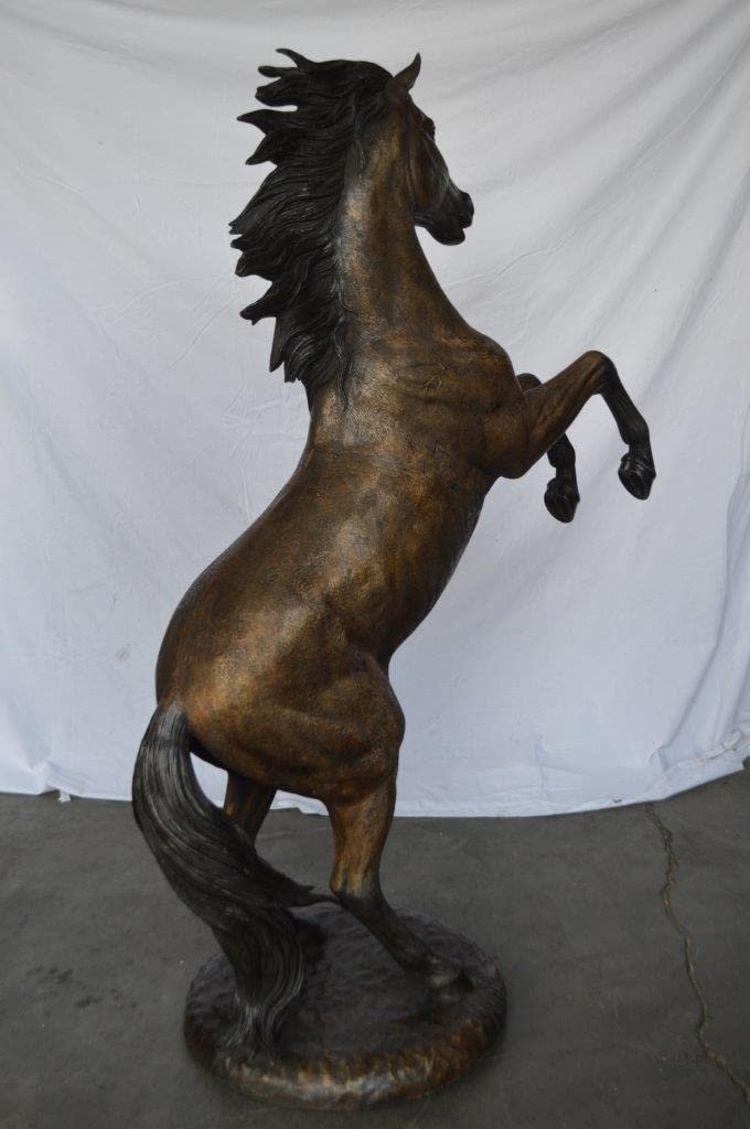 Beautiful stallion horse bronze statue - Size: 47"L x 28"W x 74"H.