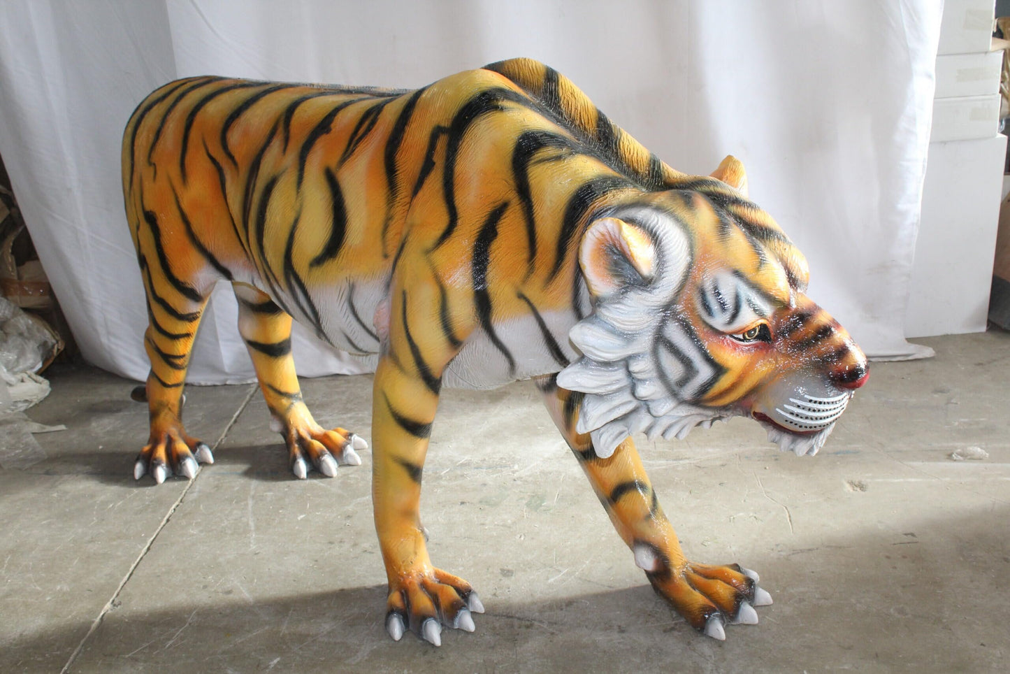 Life Size Fiberglass Tiger Statue, Captivating Majesty 92" x 20" x 40"H