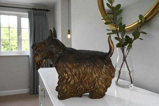 Terrier Dog Bronze Statue - Size: 19"L x 8"W x 15"H.