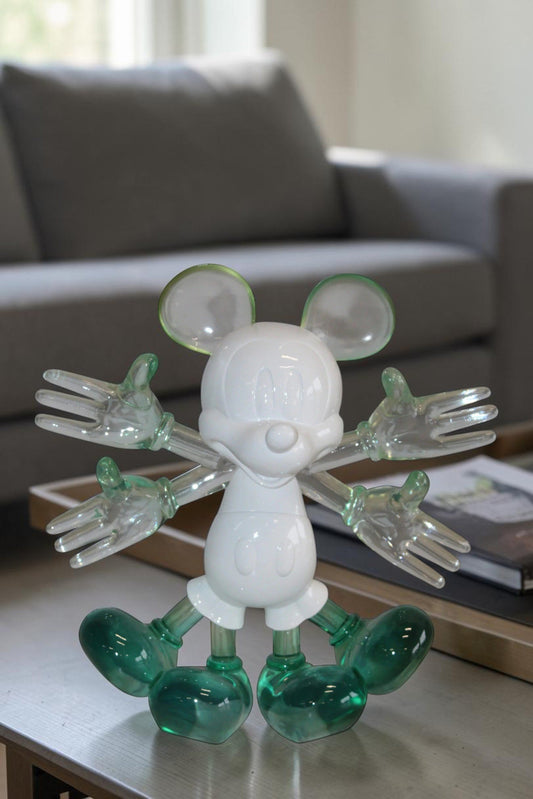 Transparent Resin Mickey Mouse in Motion Sculpture 13" x 5" x 12"H