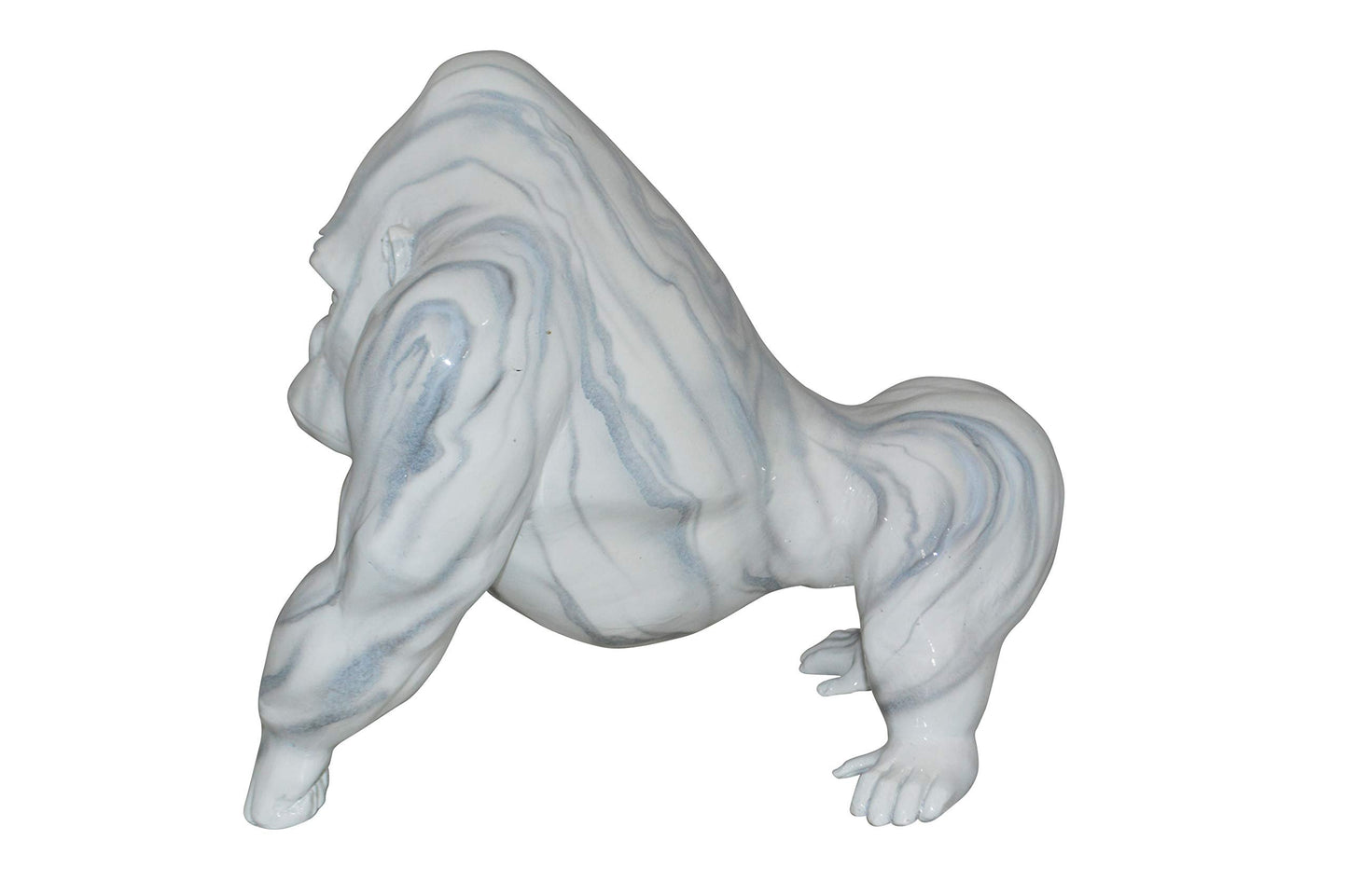 Modern King Kong Grey white Bronze Statue - Size: 15"L x 13"W x 17"H.