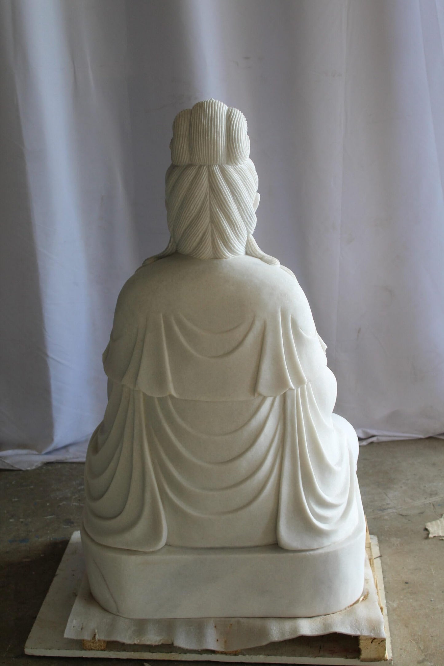 Giant Graceful Buddha in All White Marble Statue 20" x 25" x 44"H