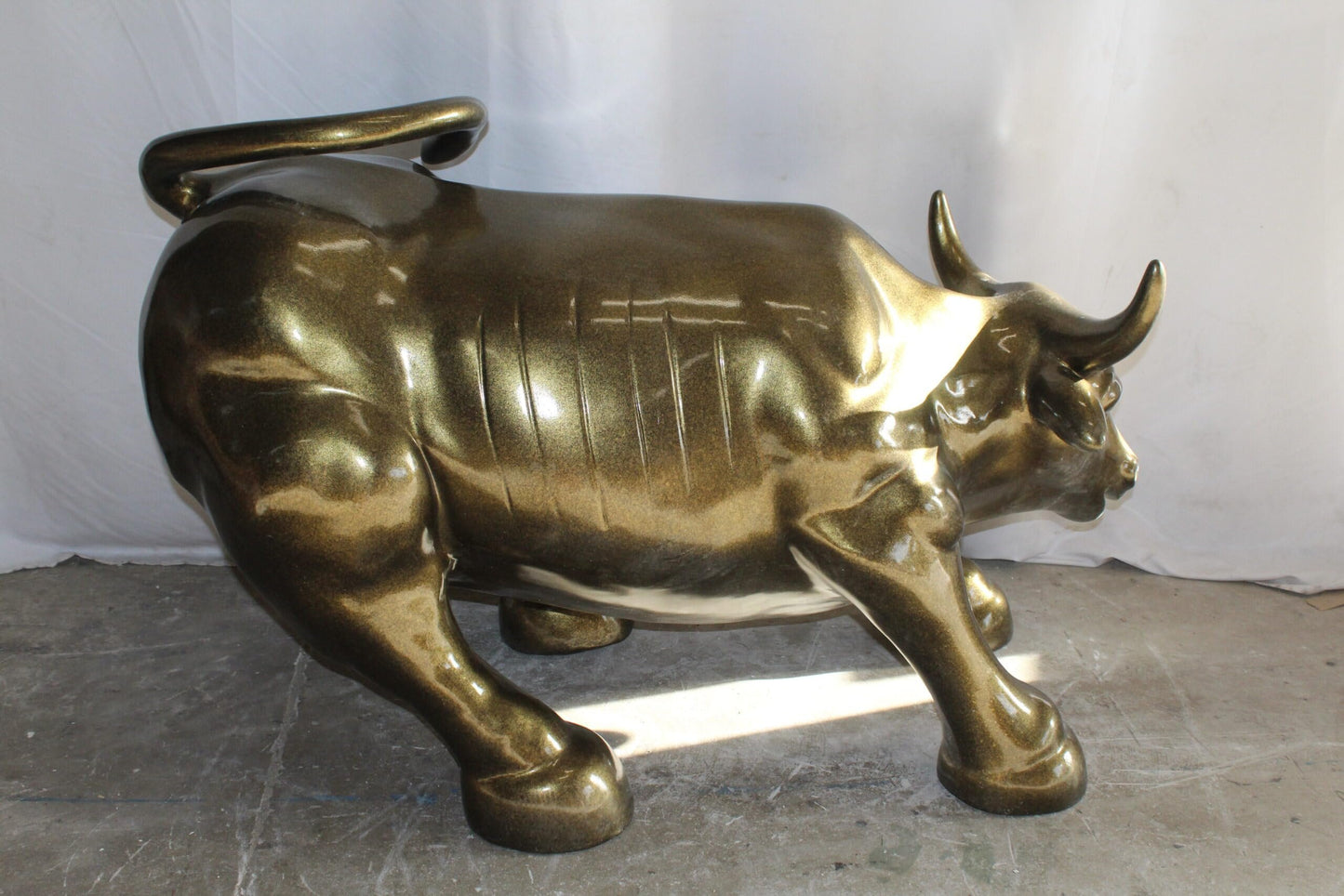 Iconic Giant Fiberglass Bronze Color Wall Street Bull 57" x 28" x 33"H
