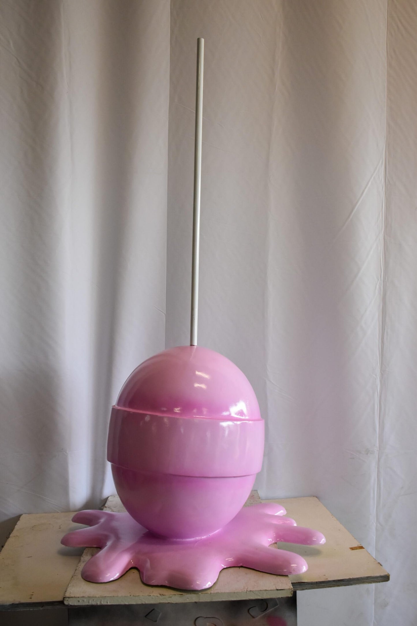 Giant Modern Pink Melting Lollipop Resin Statue 31" x 27" x 56"H