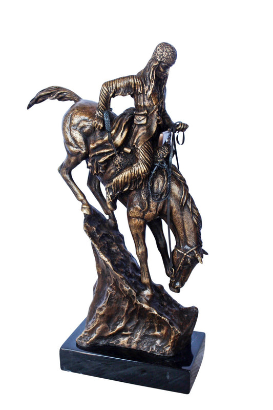 Remington replica Mountain Man bronze statue - Size: 10"L x 4"W x 15"H.