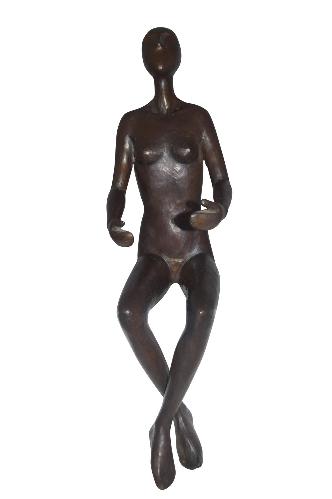 Abstract of Art Nude Girl sitting Bronze Statue -  Size: 9"L x 6"W x 21"H.