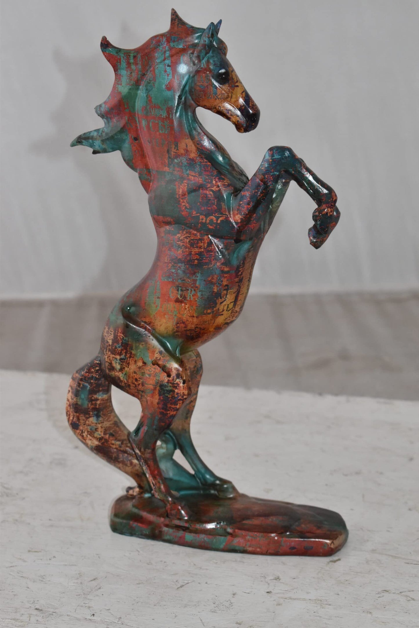 Small Varicolored Rearing Horse Resin Statue Size: 8" x 3" x 13"H