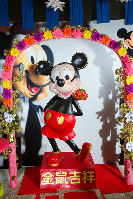 Large Cartoon Girl Character Holding Gold Bowl Statue 21" x 21" x 47"H