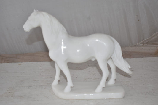Standing Horse Made of White Marble Size: 11" x 5" x 9"H
