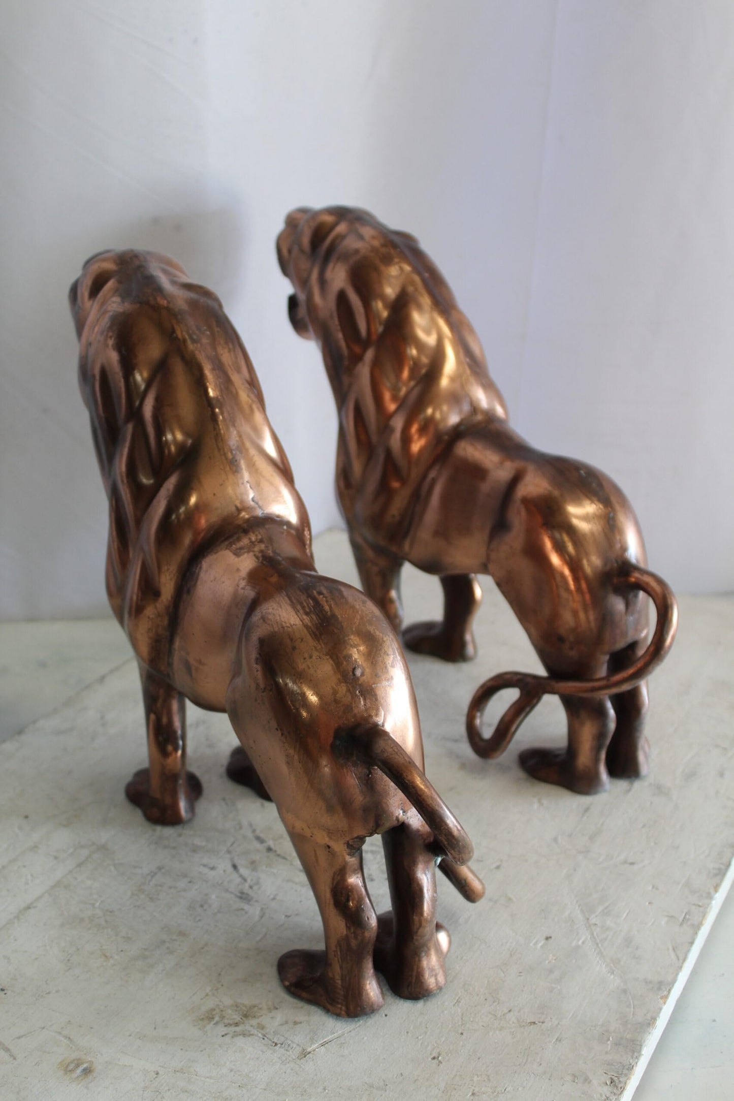 Aluminum Pair of Lions with Bronze Finish 19" x 12" x 14"H