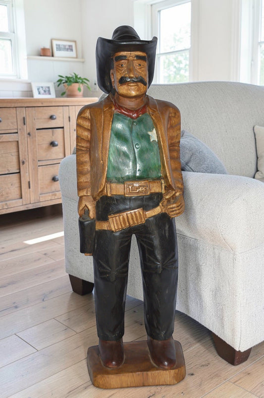 Sheriff Made of Wood Statue - Size: 6"L x 9"W x 30"H.