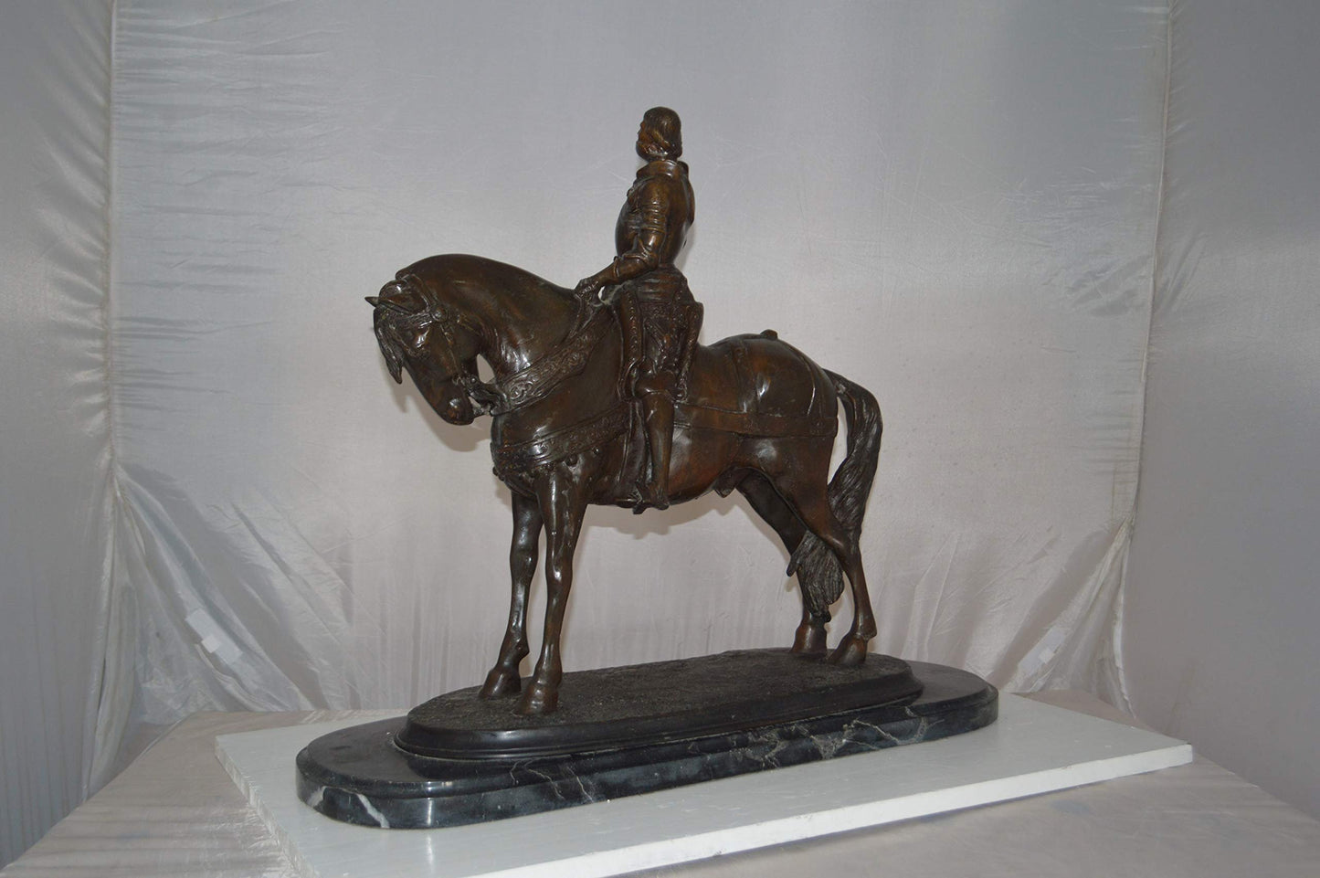 Man on his Horse Bronze Statue - Size: 30"L x 10"W x 25"H.