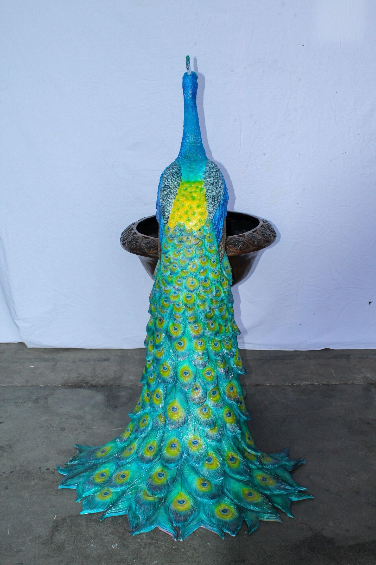 Bronze Peacock Fountain Sculpture with Decorative Bowl