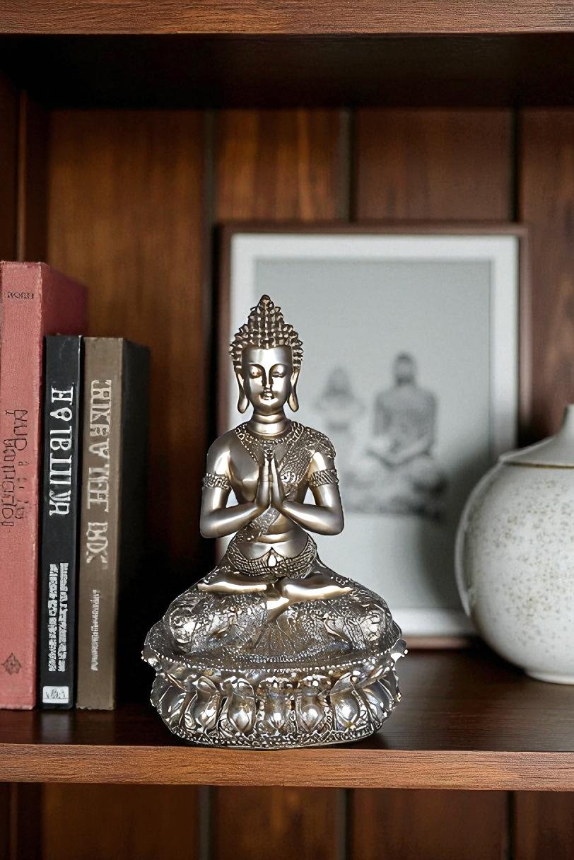 Mediation Buddha Made of Resin Statue Size: 9" x 6" x 14"H