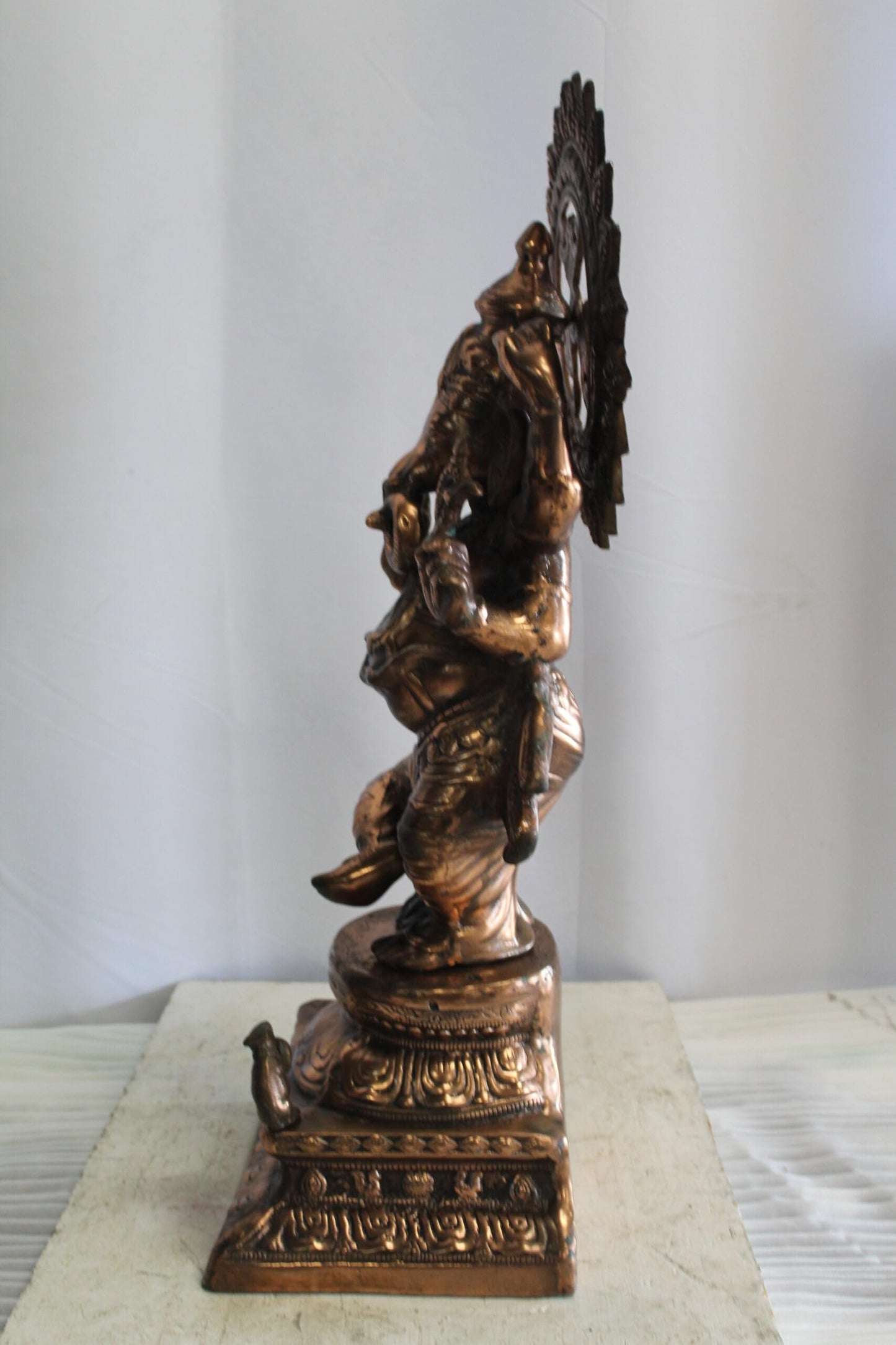 Bronze Finish Dancing Ganesh Statue, Metal Crafted Divine Charm 10" x 12" x 32"H