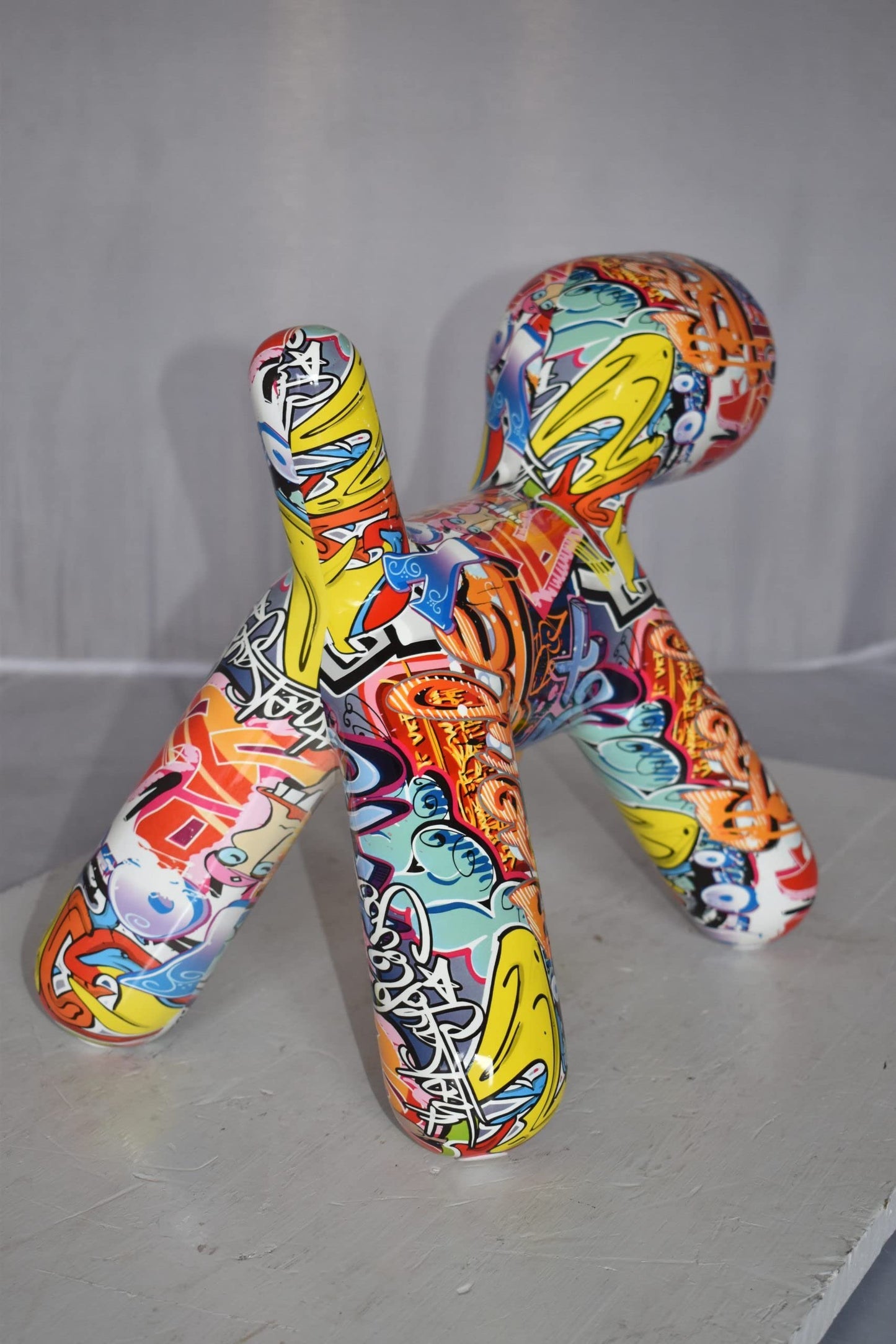Modern Looking Graffiti Dog Statue Made of Resin Size: 16" x 10" x 14"H