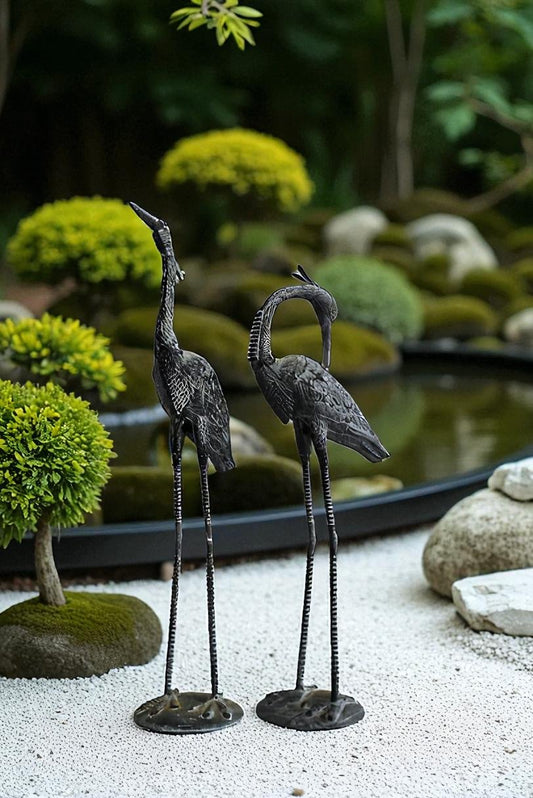 Aluminum Pair of Decorative Cranes, an Elegant Home Accent 26" x 11" x 48"H