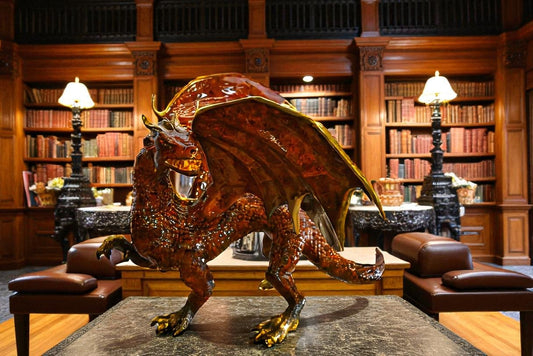 Dragon Bronze Statue with Brown Enamel Finish 32" x 36" x 25"H