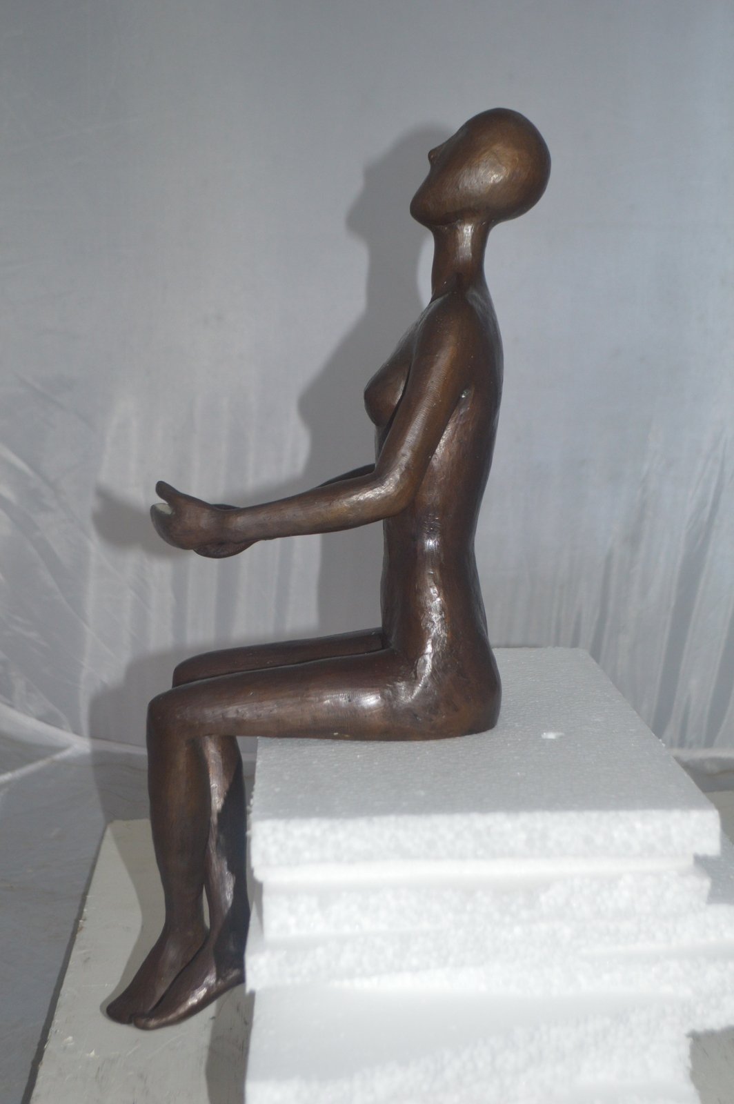 Abstract of Art Nude Girl sitting Bronze Statue -  Size: 9"L x 6"W x 21"H.