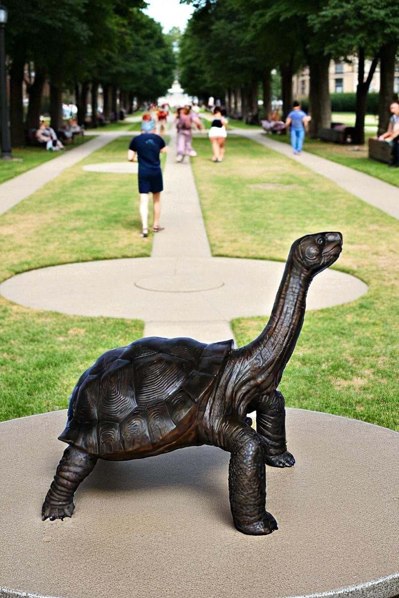 Giant Bronze Tortoise Statue with Detailed Textured Shell 66" x 41" x 59"H