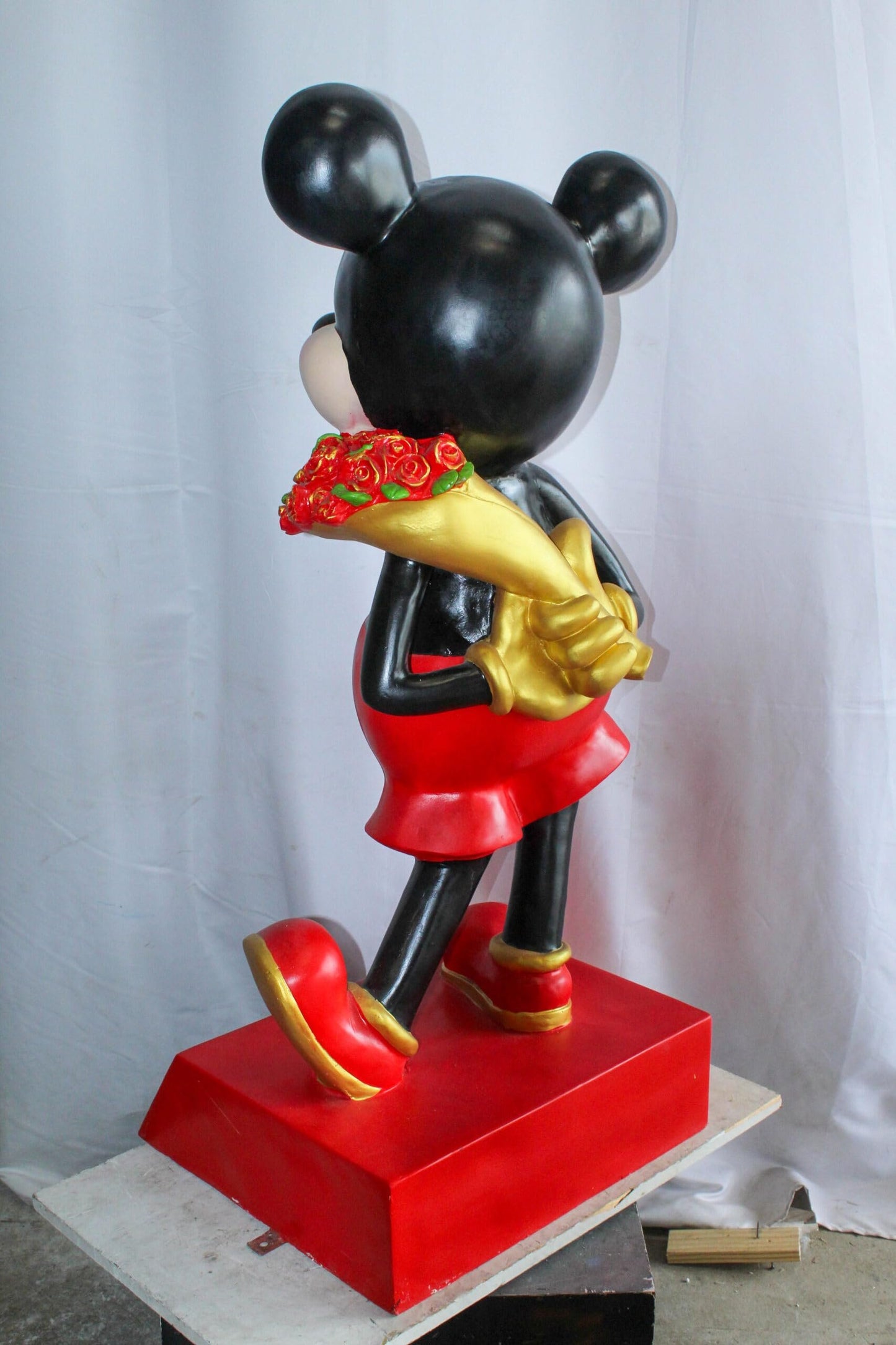 Large Cartoon Girl Character Holding Gold Bowl Statue 21" x 21" x 47"H