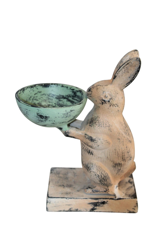 Colorful Aluminum Bunny Statue, Adorable Decor Accent 8" x 5" x 10"H