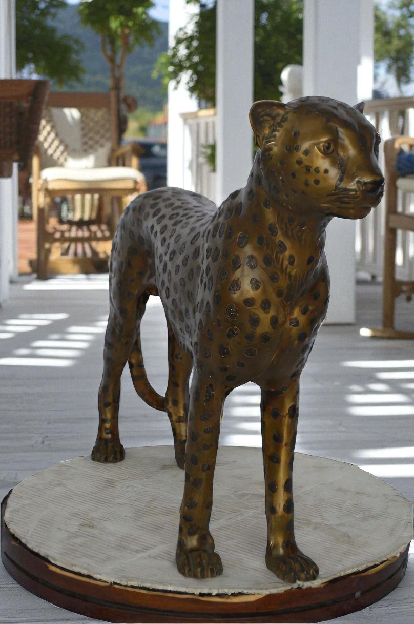 Baby Cheetah, Cub, Bronze Statue - Size: 30"L x 10"W x 25"H.