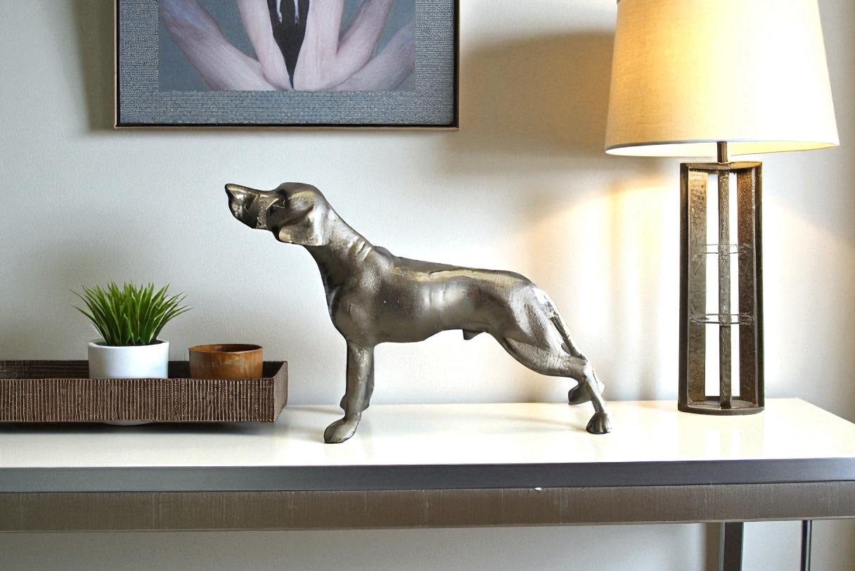 Aluminum Jagdhunde Dog Statue, Elegant Art Piece 22" x 6" x 15"H