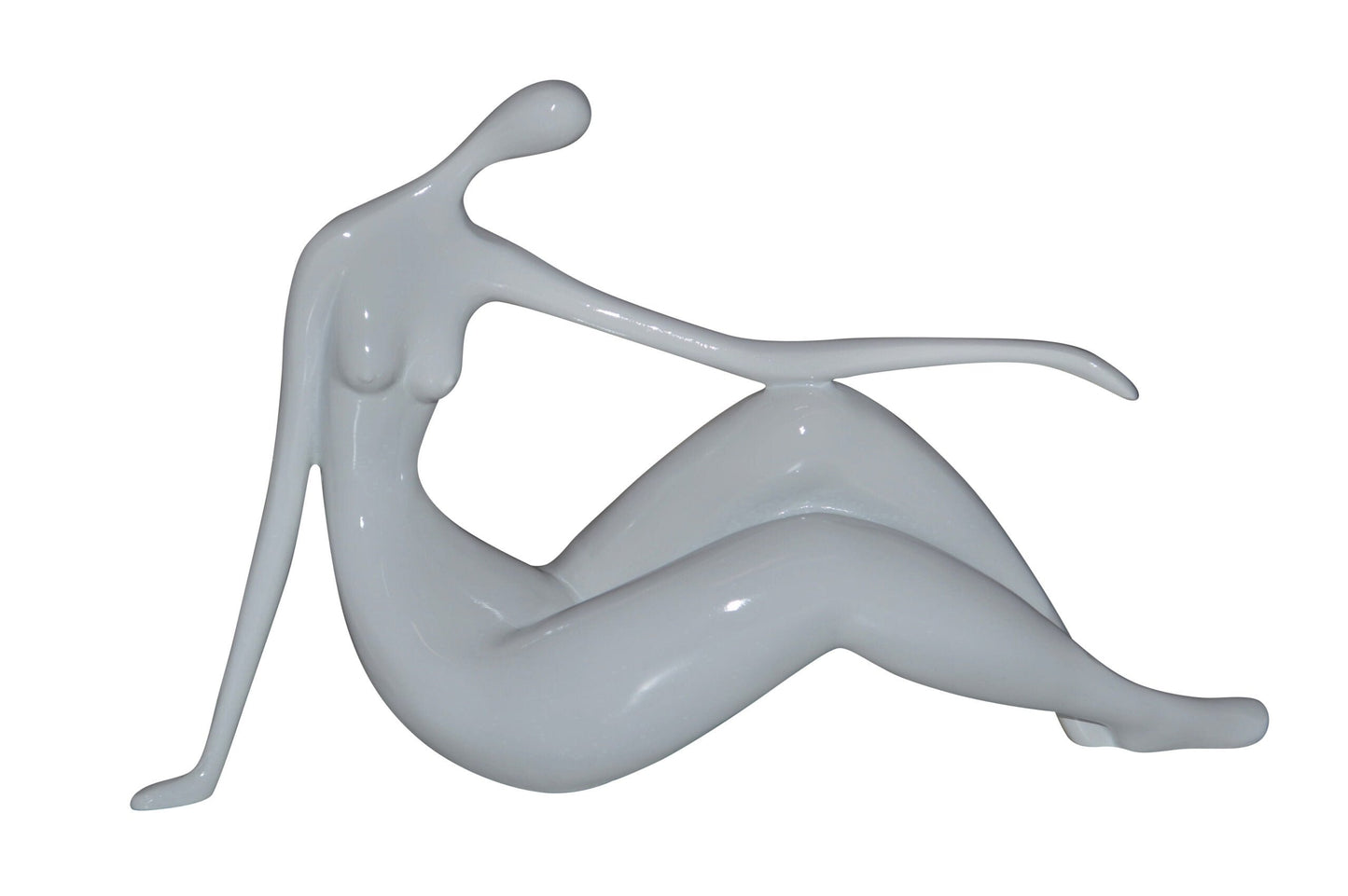 Modern Art Medium White Women on the Beach Resin Statue - Size: 14" x 4" x 9"H