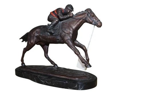 Jockey on horse - Bronze Statue