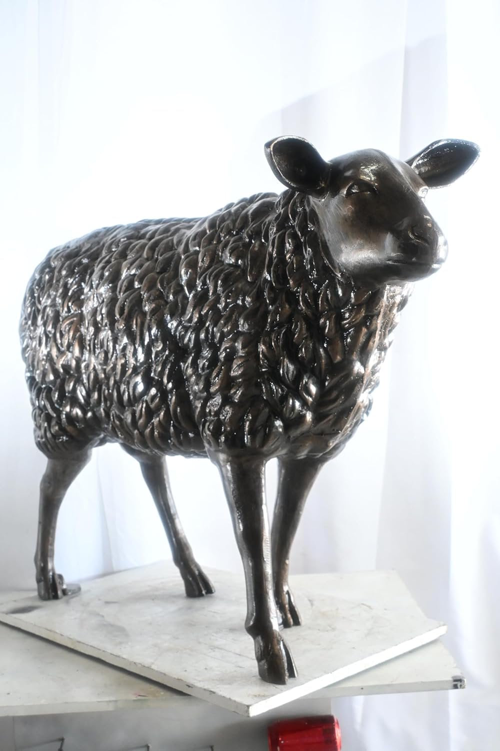 Aluminum Standing Sheep Sculpture Dark Bronze Patina Art 46"x17"x34"H