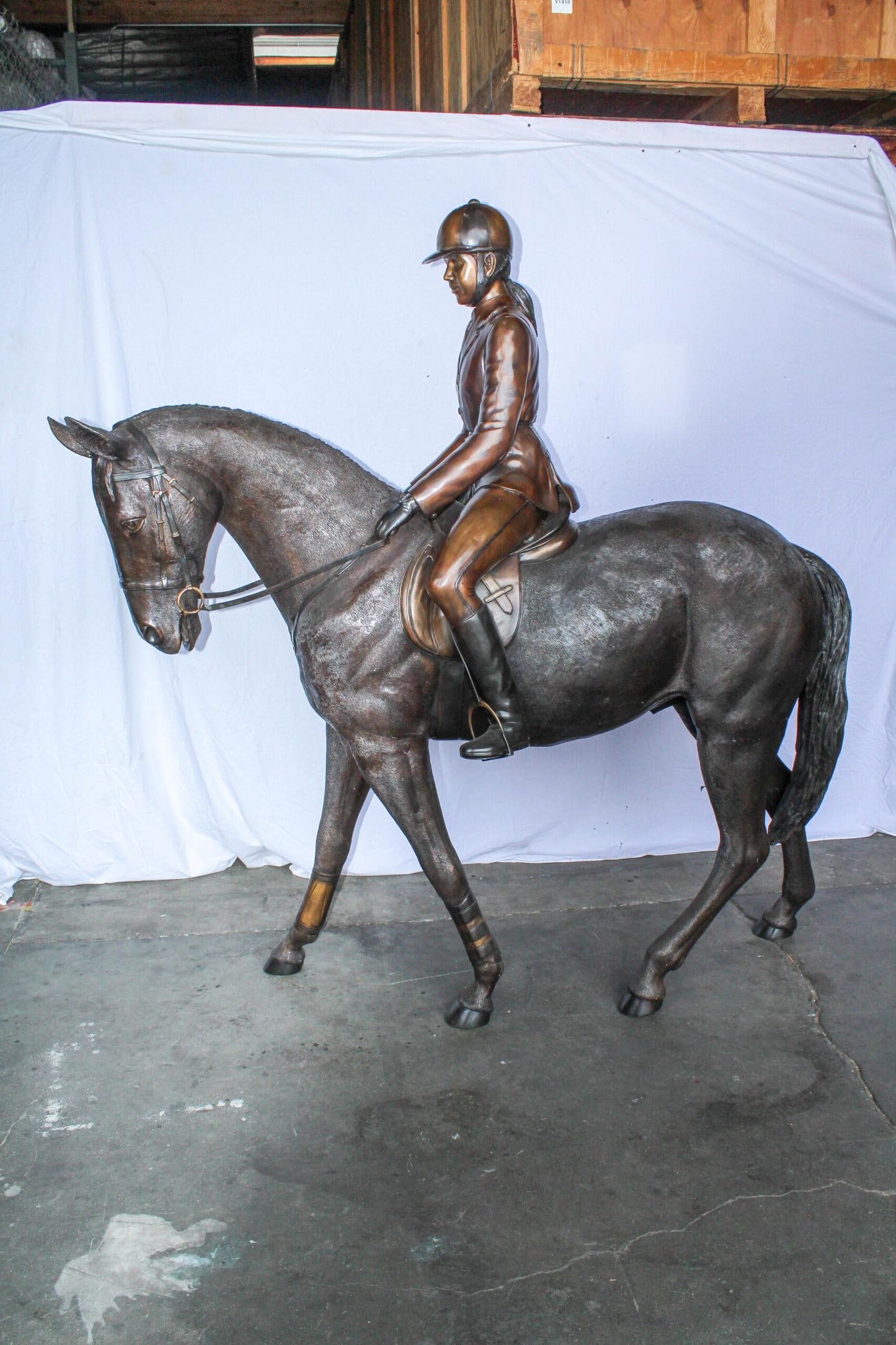 Life Size Bronze Horse and Rider Sculpture Equestrian Art 77" x 31" x 79"H