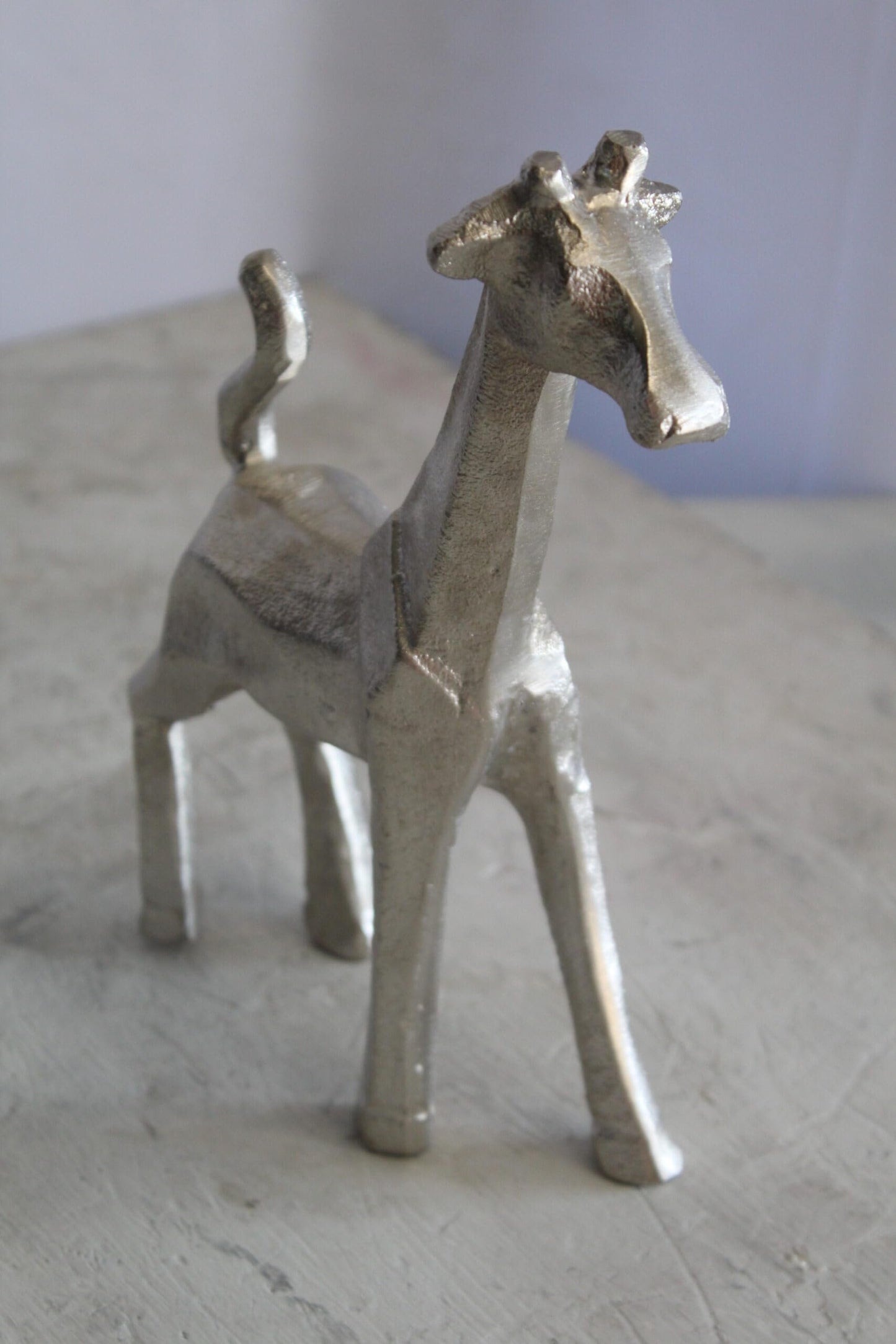 Aluminum Giraffe Statue, Elegant Miniature Accent for Any Space 7" x 3" x 10"H